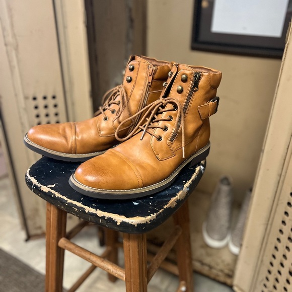 Vepose Mens Ankle Boots Low Heel Lace up Boot Size 9.5 Brown - Picture 4 of 8